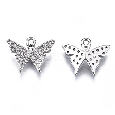 Brass Micro Pave Clear Cubic Zirconia Charms ZIRC-S069-022P-1