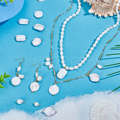 20Pcs 5 Style Natural Pearl Pendants PALLOY-PH01822-1