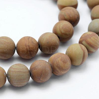 Natural Wood Lace Stone Wooden Jasper Beads Strands G-F518-21-10mm-1