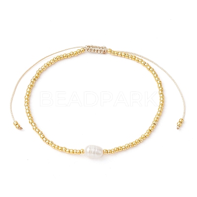 Natural Pearl & Seed Braided Bead Bracelets BJEW-JB09722-01-1