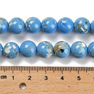 Assembled Synthetic Stone and Trochus Shell Beads Strands G-B128-08D-08-1