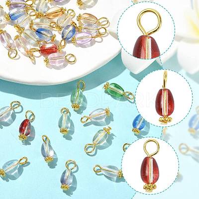 20Pcs 10 Colors Transparent Glass Pendants PALLOY-FS00073-1