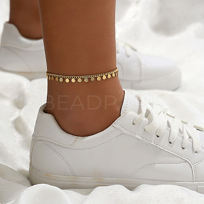 Flat Round Alloy Charm Anklets WGC96C8-05-1