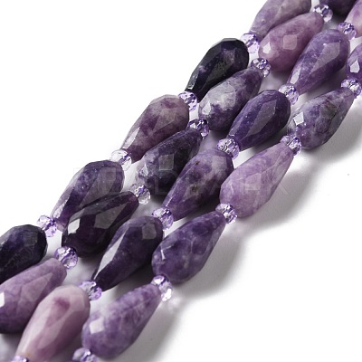 Natural Lepidolite/Purple Mica Stone Beads Strands G-B028-A06-1