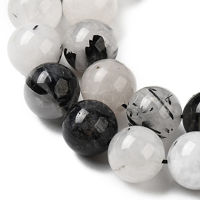 Natural Black Rutilated Quartz Beads Strands G-D295-8mm-01-1