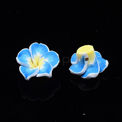 Handmade Polymer Clay 3D Flower Plumeria Beads CLAY-Q192-15mm-05-1