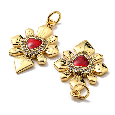 Rack Plating Brass Cubic Zirconia Pendants X-KK-D026-31G-1