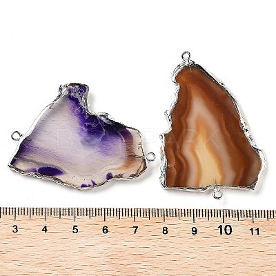 Natural Agate Dyed Nuggets Connector Charms G-Q016-01-1