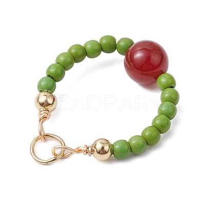 5Pcs 5 Colors Natural Carnelian(Dyd & Heated) and Dyed Synthetic Turquoise Pendants PALLOY-JF03191-1