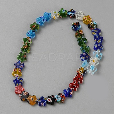 Millefiori Glass Beads Strands LAMP-WH0010-08-1