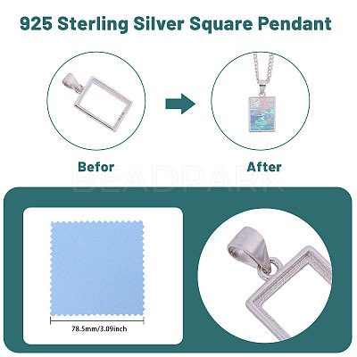 1Pc 925 Sterling Silver Pendant Cabochon Settings STER-BC0002-77B-1