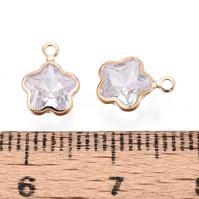 Brass Pave Clear Cubic Zirconia Pendants ZIRC-T017-02KCG-1