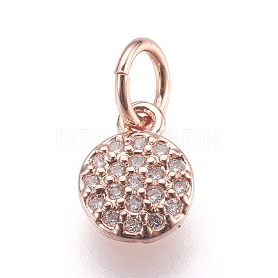 Brass Micro Pave Cubic Zirconia Charms ZIRC-E152-17RG-RS-1