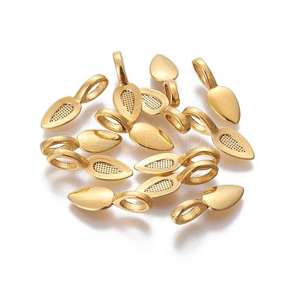 Tibetan Style Alloy Glun-on Flat Pad Bails for Pendants Making TIBEP-3348-AG-RS-1