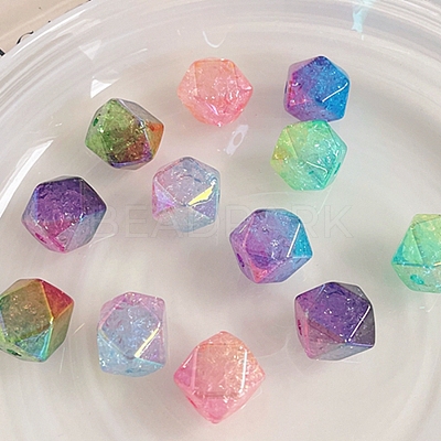 Transparent Crackle Acrylic Beads X-OACR-K008-10-1