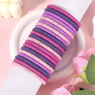 Polymer Clay Heishi Surfer Stretch Bracelets Set BJEW-SW00129-1