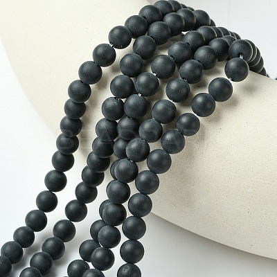 Dyed & Heated Natural Black Agate Beads Strands X-G-P088-14-6mm-1