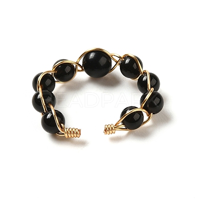 Adjustable Natural Obsidian with Brass Rings G-B075-01G-03-1
