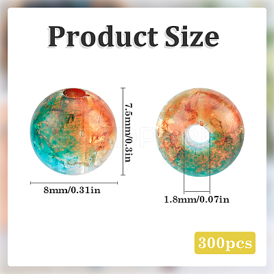 300Pcs Transparent Crackle Acrylic Beads CACR-SP0001-01A-1