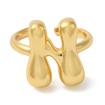 Initials Brass Open Cuff Ring for Women RJEW-N046-02N-G-1