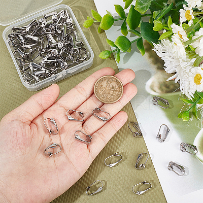 70Pcs 304 Stainless Steel Clip-on Earring Findings STAS-UN0045-58-1