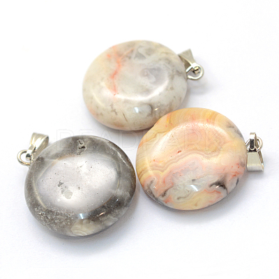 Flat Round Dyed Natural Crazy Agate Pendants G-Q370-18-1