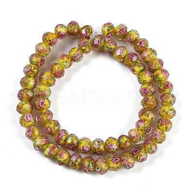 Handmade Gold Sand Lampwork Beads Strands LAMP-R141-10mm-23-1