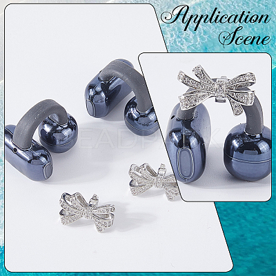 2Pcs Alloy Micro Pave Cubic Zirconia Bowknot Clip AJEW-CP0010-55-1