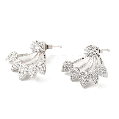 Cubic Zirconia Teardrop Front Back Stud Earrings EJEW-Q770-04P-1