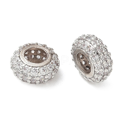 Brass Micro Pave Cubic Zirconia European Beads KK-A254-03B-P-1