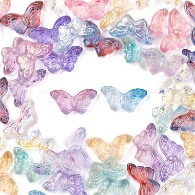 80Pcs 10 Style AB Color Plated & Spray Painted & Transparent Glass Beads GLAA-FS0001-16-1