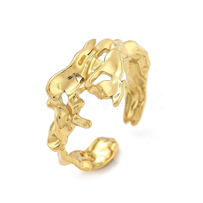 Irregular 304 Stainless Steel Open Cuff Rings RJEW-R014-03G-05-1