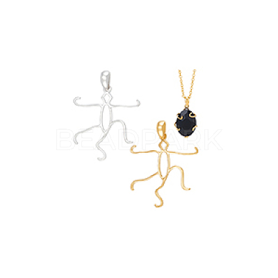 925 Sterling Silver Hollow Charms Cabochon Settings STER-BC0002-37-1