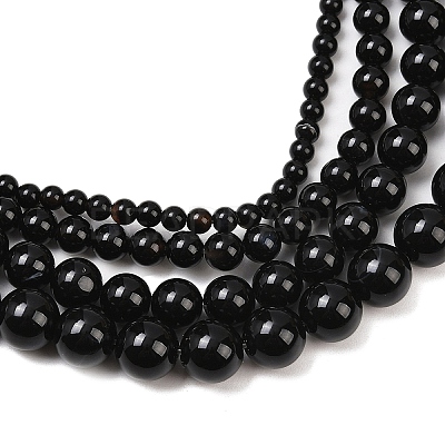 1 Strand Natural Black Onyx Beads Strands G-YW0002-57A-1