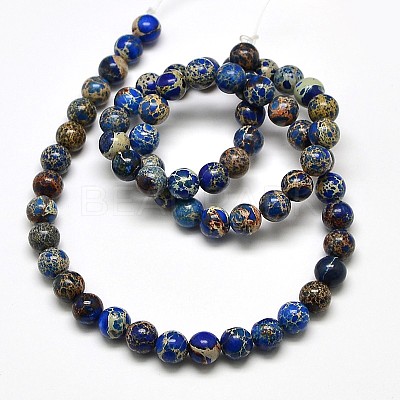 Natural Imperial Jasper Round Bead Strands X-G-I103-6mm-08-1