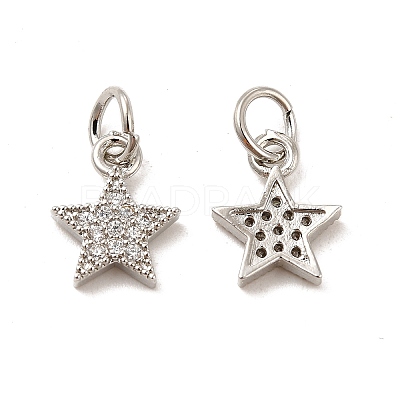 Rack Plating Brass Micro Pave Cubic Zirconia Charms KK-E081-18P-1