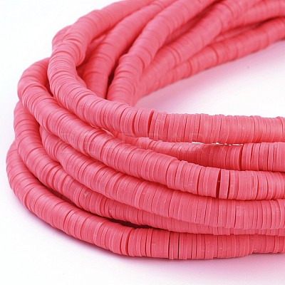 Flat Round Handmade Polymer Clay Beads CLAY-R067-8.0mm-25-1