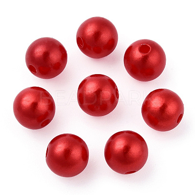 Spray Painted ABS Plastic Imitation Pearl Beads OACR-T015-05B-13-1