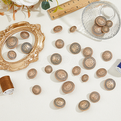 30Pcs 5 Styles Zinc Alloy Buttons BUTT-FH0001-016AG-1
