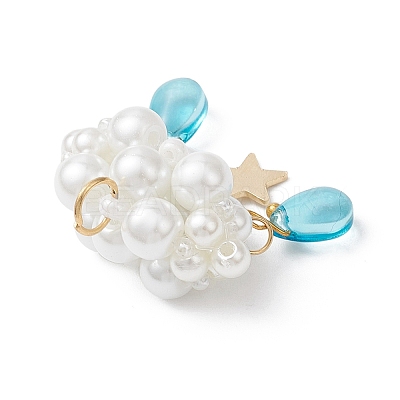 Pearlized Glass Pearl Beads Pendants PALLOY-MZ01101-02-1