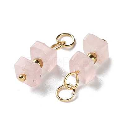 Natural Rose Quartz Cuboid Beaded Pendants STAS-C120-02G-06-1