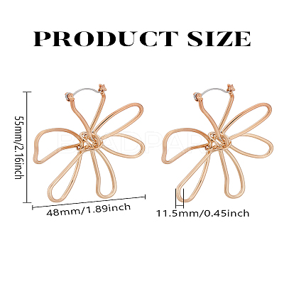 1 Pair Flower Alloy Hoop Earrings for Women EJEW-LP0004-78G-1