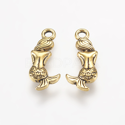 Tibetan Style Alloy Mermaid Pendants TIBEP-5402-AG-FF-1