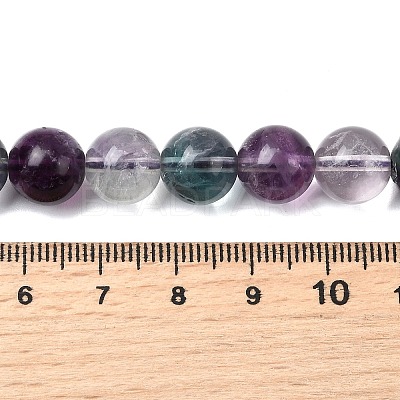 Natural Rainbow Fluorite Round Bead Strands G-P070-31-10mm-1
