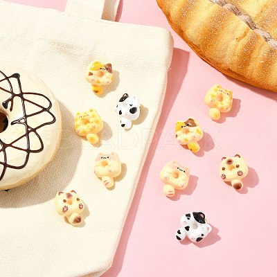 10Pcs 5 Colors Cartoon Cat-shape Doughnut Resin Lapel Pin Backs JEWB-CJ0003-07-1