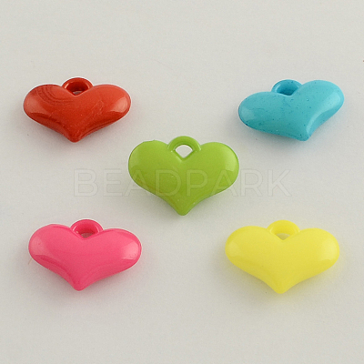 Opaque Acrylic Heart Charms X-SACR-Q099-M01-1