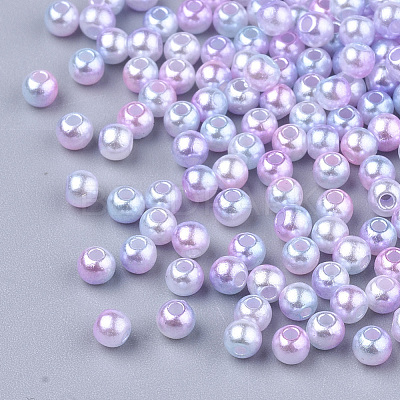 Rainbow ABS Plastic Imitation Pearl Beads OACR-Q174-6mm-01-1