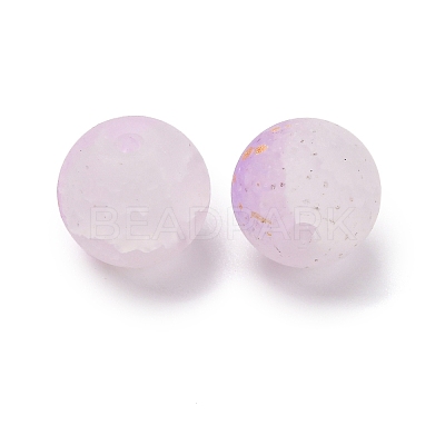 Frosted Baking Paint Crackle Glass Beads with Glitter Powder X1-DGLA-T004-8mm-01E-1