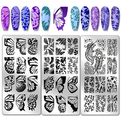 Stainless Steel DIY Nail Art Templates MRMJ-WH0092-047-1