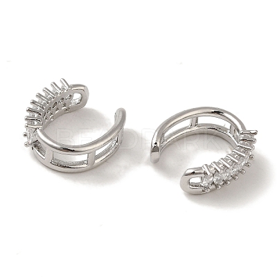 Rack Plating Brass Pave Clear Cubic Zirconia Oval Cuff Earrings for Women EJEW-P280-16P-1